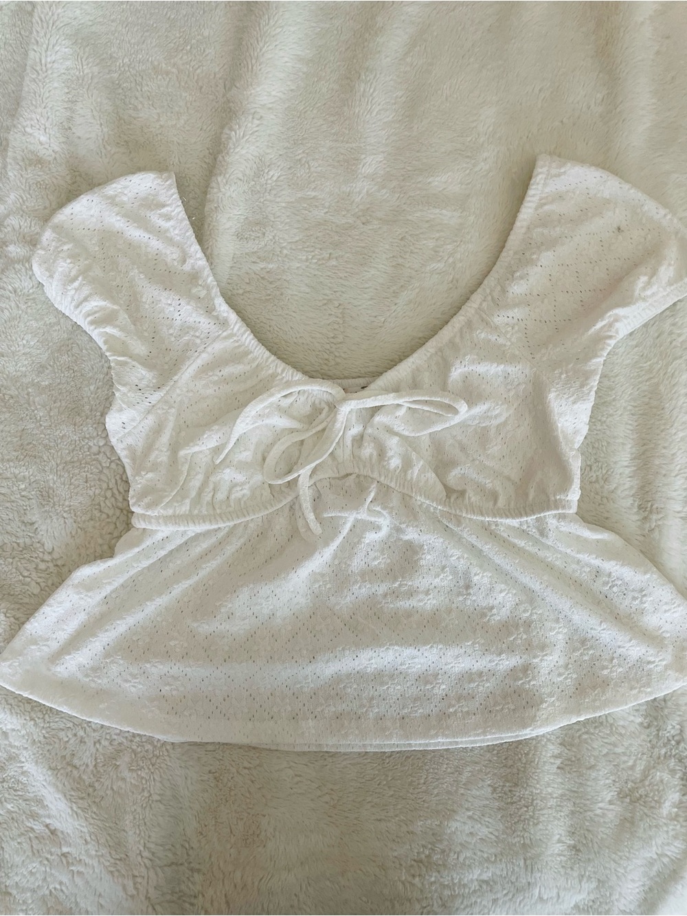 Pink Republic White Eyelet Tie-Front Top